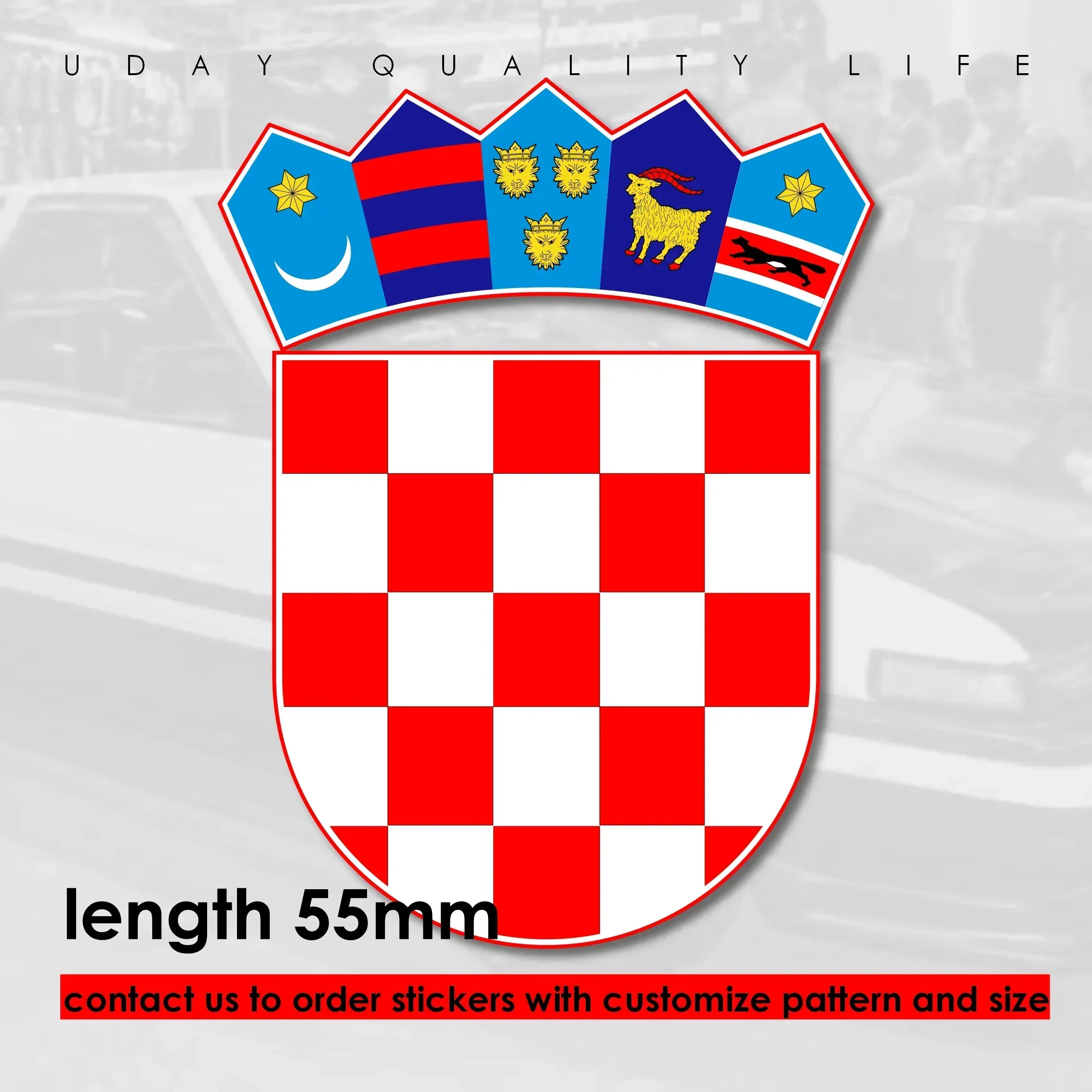 Vinyl Sticker Coat of Arms of Bosnia and Herzegovina Croatia Croatian Crest Car Decal Door Wall Windshield Weatherproof Nfs