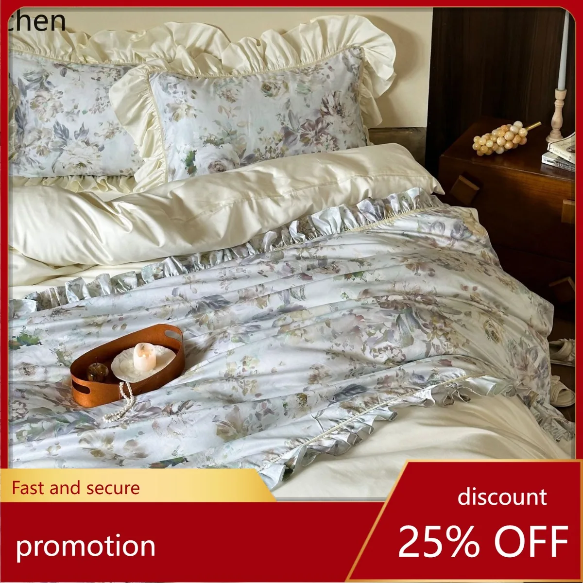 YFY European Classical Retro Series Digital Printed Tencel Cotton Silky Soft Skin-Friendly Bedding Set for Sleeping Naked