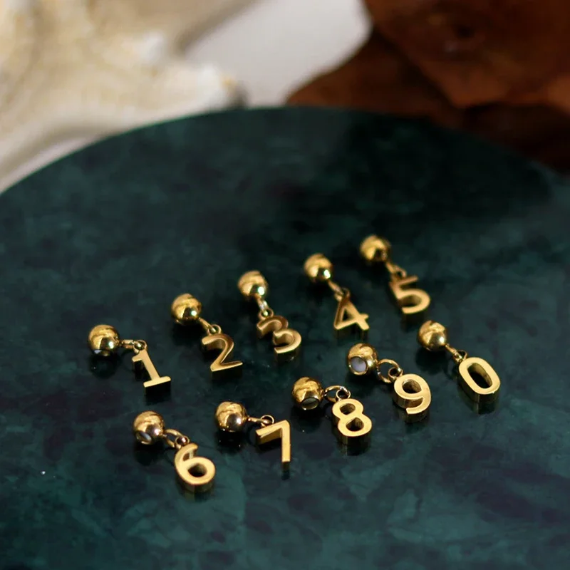 

RHYSONG Stainless Steel PVD Gold Plated Small Figure Pendant Number Letter Charm for Women Necklace Bracelet DIY Finding Jewelry