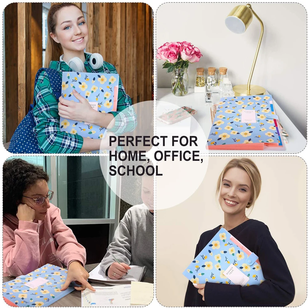 Expandable File Holder A4 Size 5 Pockets File Organizer Accordion Folder File Folder Floral File Folders Document Organizer