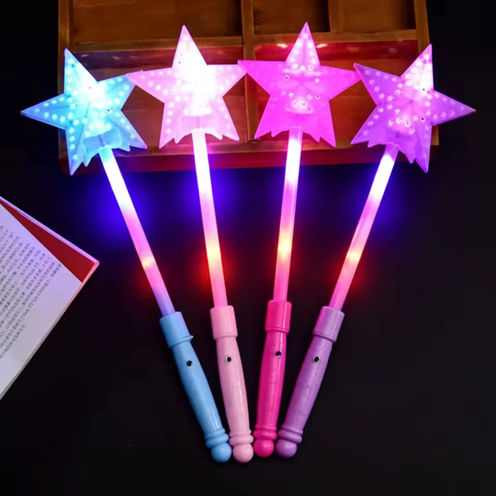 Luminous Flashing Led Scepter Toy Novelty Heart Multi Color Stick Lighting Princess Wand Party Light Up