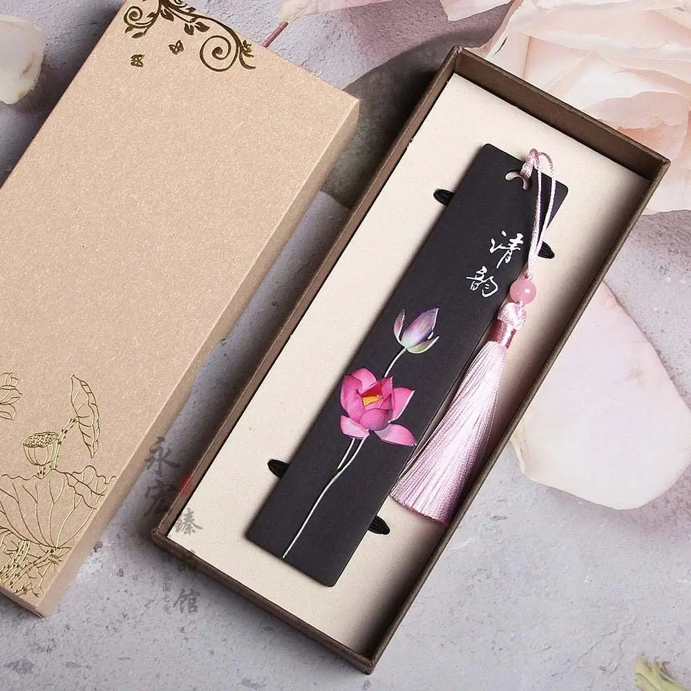 High Quality Wooden Bookmark Color Painted Ebony Book Clip Retro Carving Chinese Style Pagination Mark Students