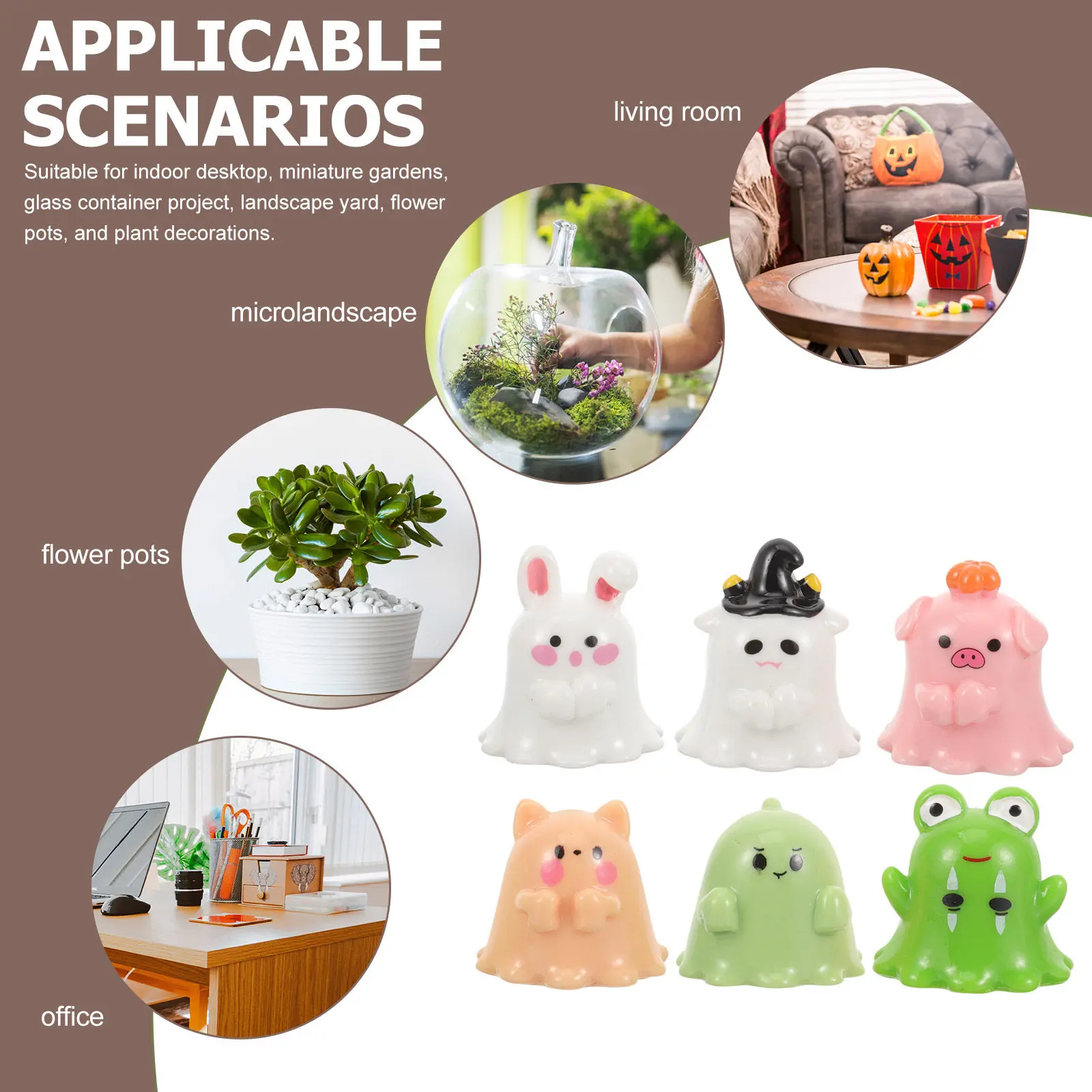 6Pcs Resin Mini Animal Statues Vivid Cartoon Design for Micro Landscape Garden Cake Car Desktop Decoration Adorable Tiny Animal