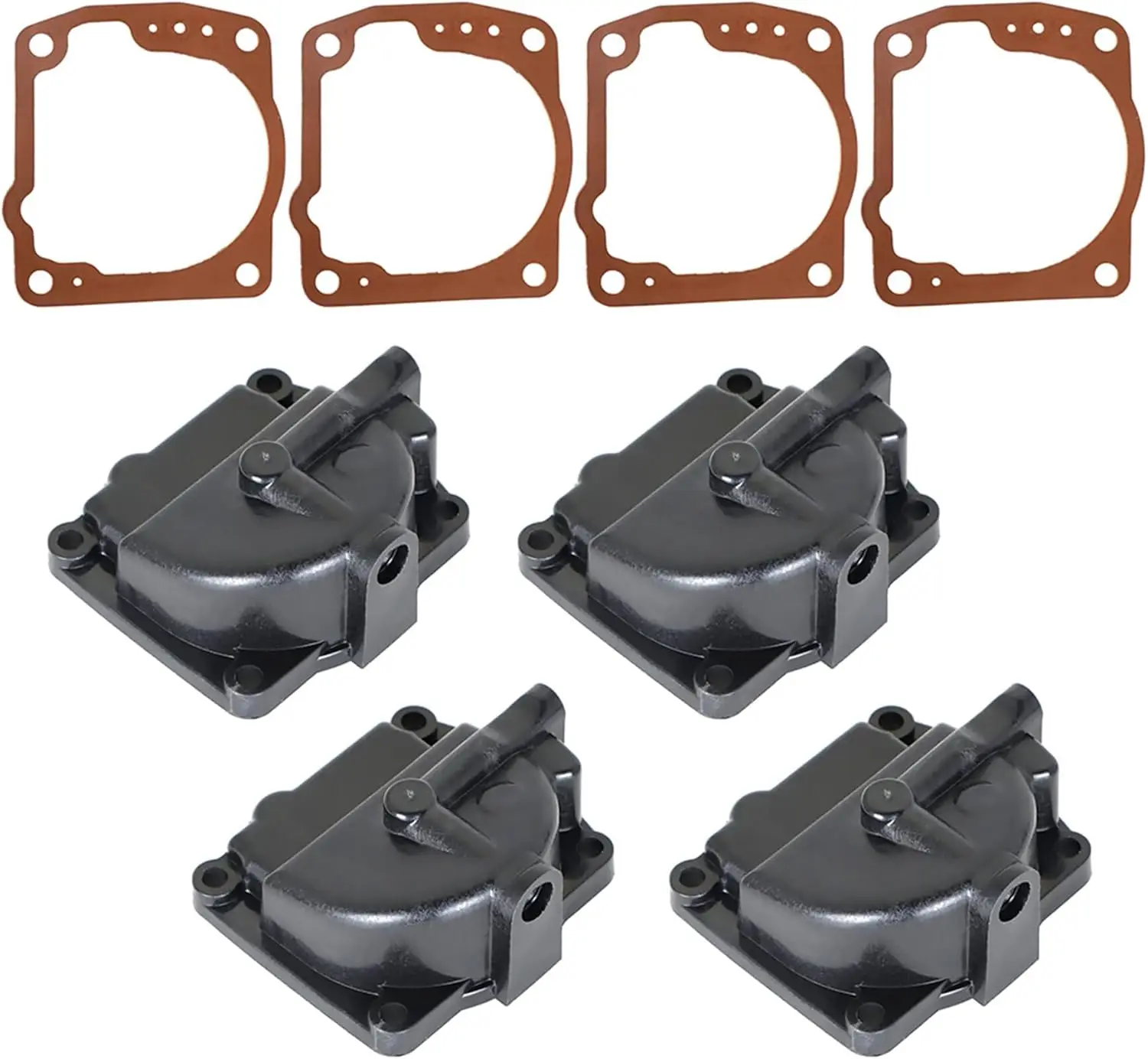 4 Pack Carburetor Float Chamber Carb Bowl with Gasket Replacement for Johnson Evinrude 90 100 135 150 175HP 343870 433000 766418