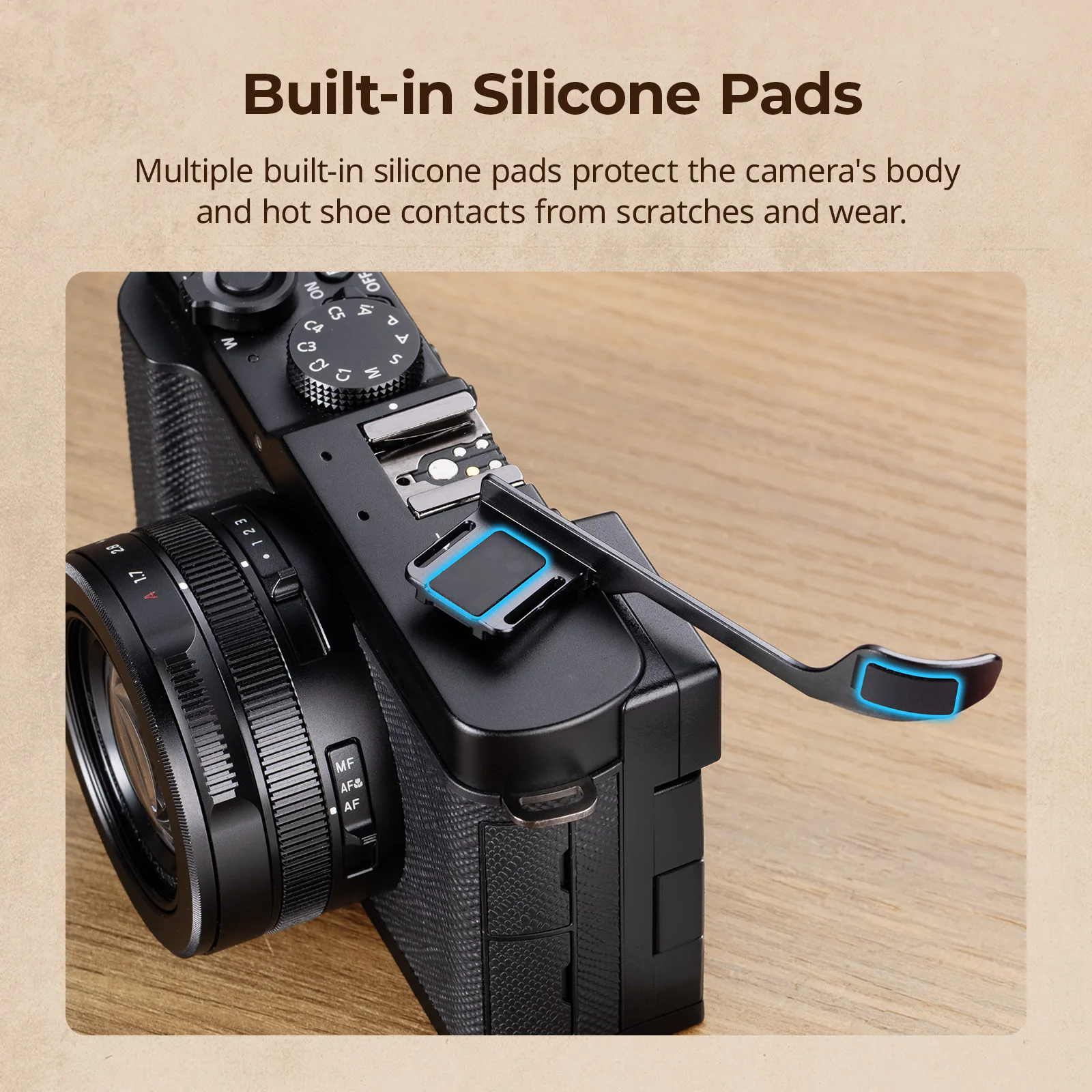Uchwyt na palec SmallRig do Panasonic LUMIX L10, srebrno-czarny, z silikonowymi nakładkami, chroni korpus aparatu, poprawia stabilność. — zdjęcie produktu 4