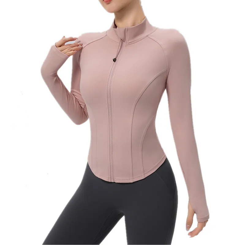

Spring Autumn Advanced Feeling Tight Sports Yoga Jacket Gym For Women Jogger Fitness Tops Zipper Training Running Coat Black Whi