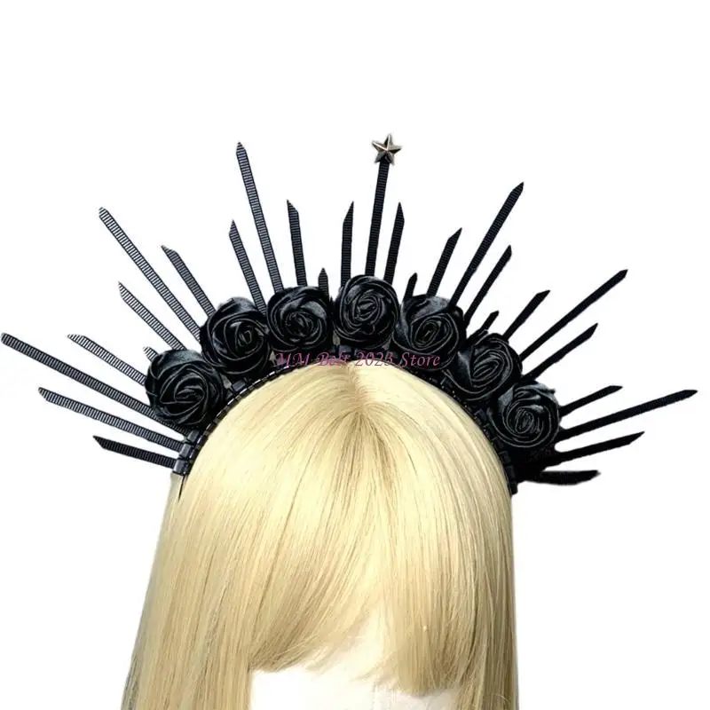 49ME Vintage-Stirnband für Gottheit, Damen, mit Stacheln, Kronprinzessin, Kopfschmuck, Party