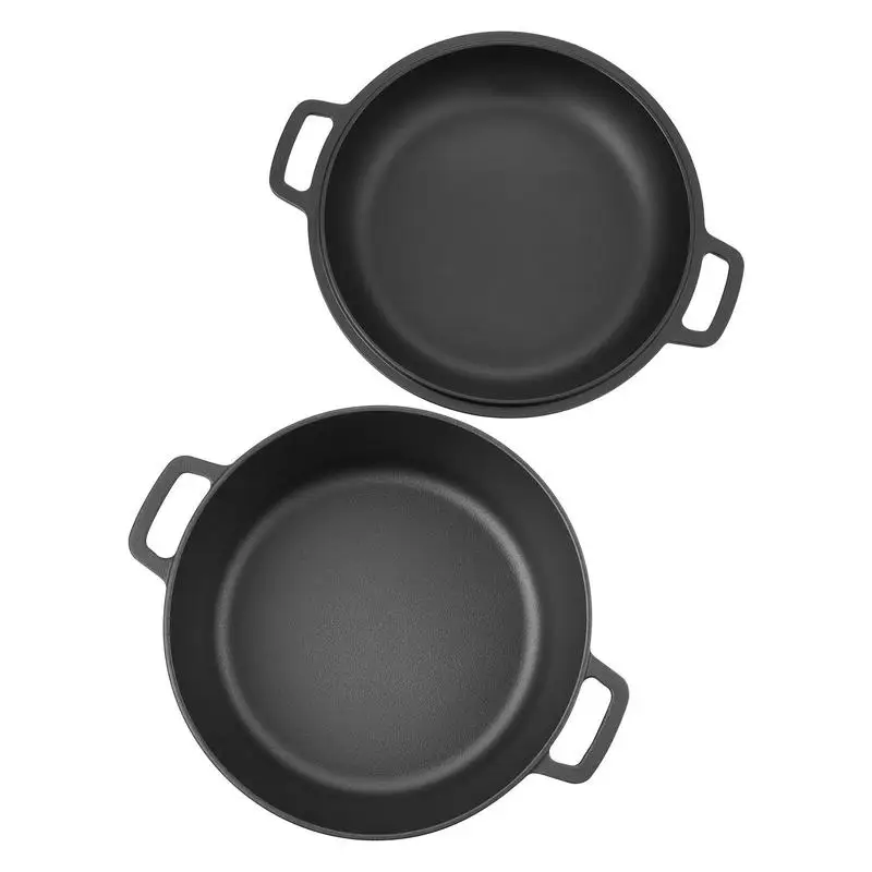 

Cast Iron Dutch Oven, 2-in-1 Pre-Seasoned Pot with Skillet Lid, 5QT Cookware Pan with Proofing Basket, Bread Baking Accessories, Bread-Oven Compatible 500℉