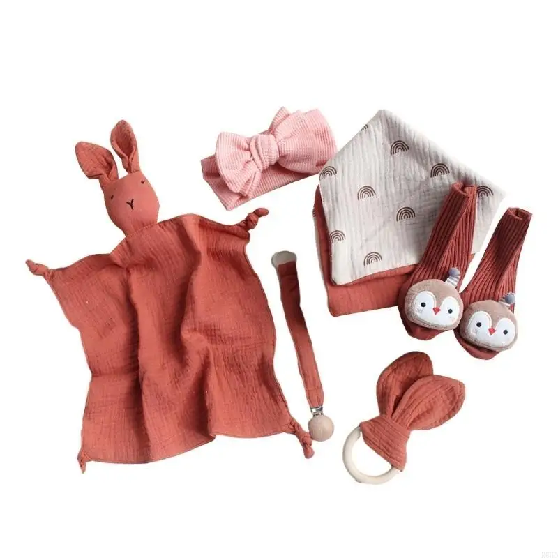

R66D Baby Soothe Towel Teether Headband Infant Set Shower Christmas Gift