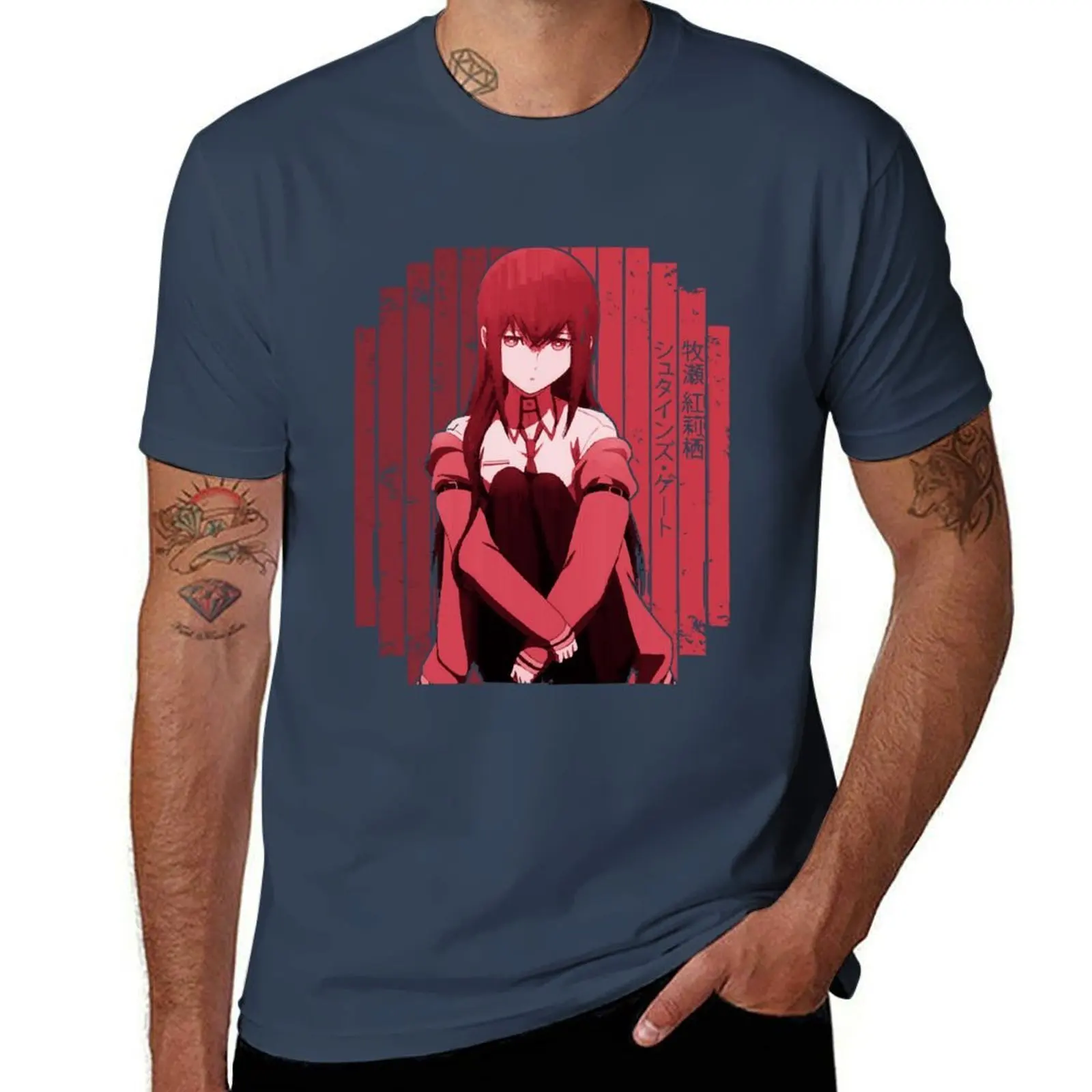 

Anime Red Gift Steins Fan Gate Kurisu Makise T-Shirt Breathable Workout Short Sleeve Top
