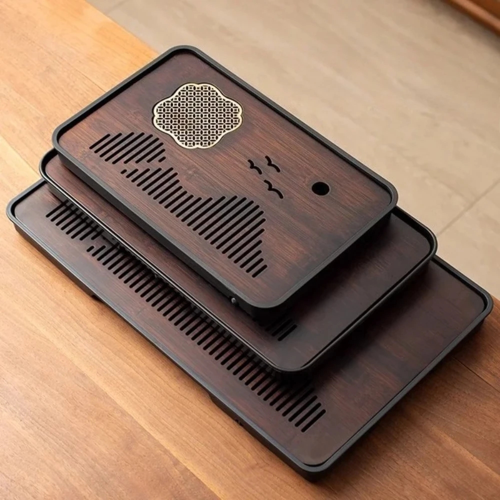 

Бамбуковый китайский чайный поднос Gongfu, сливной чайный поднос, бытовой маленький чайный столик с дренажем, поднос для хранения воды, платформа для сухого пивоварения