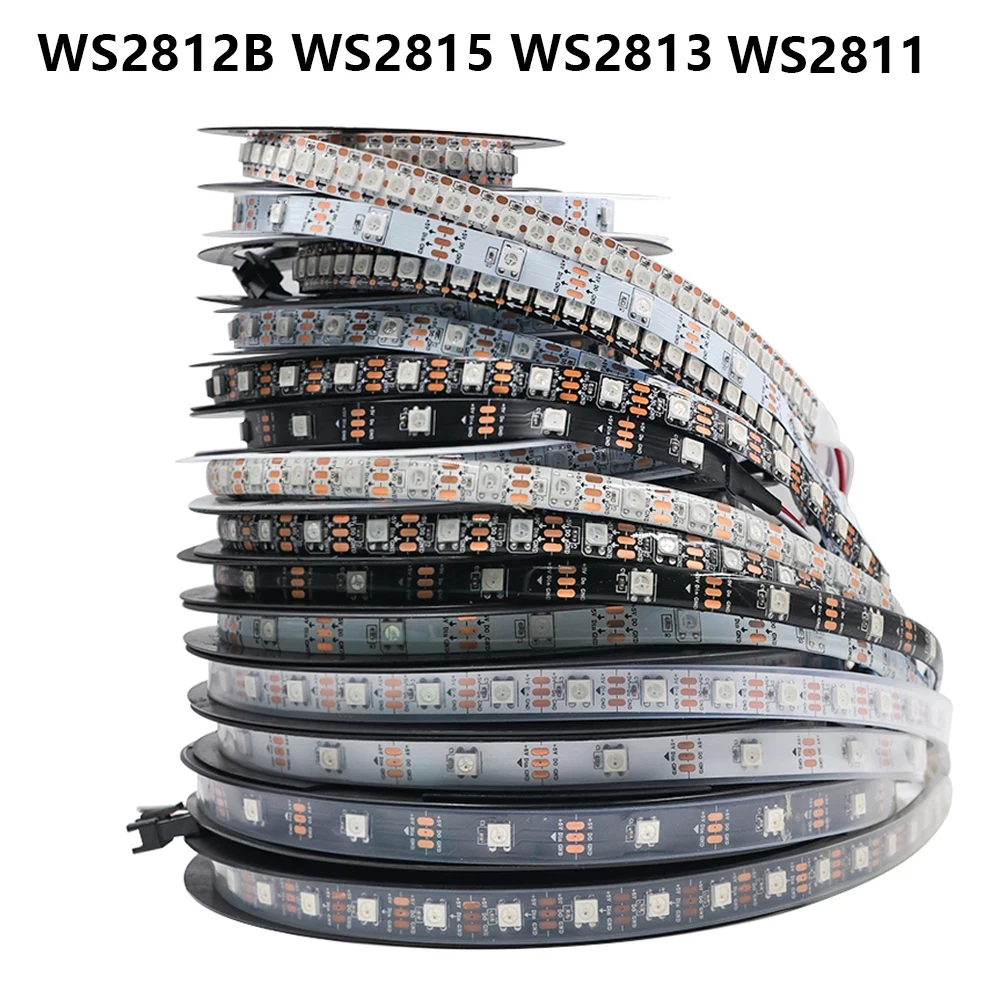 

WS2815 DC12V DC 5V WS2813 WS2812B LED Strip 30/60/74/96/144LEDs/M Individually Addressable LED Tape Black/White PCB IP30/65/67