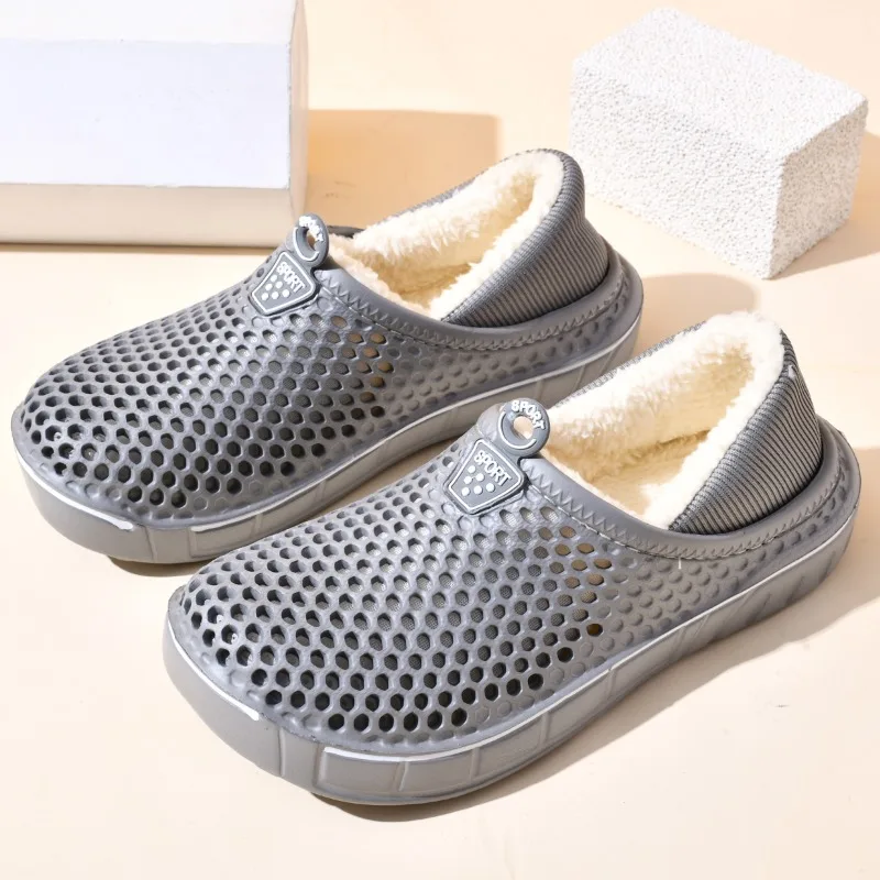 

Men Shoes Winter Warm Slippers Furry Garden Shoes Couple Soft Home Cotton Slippers Plush Slides Outdoor Comfortable Fur Clogs