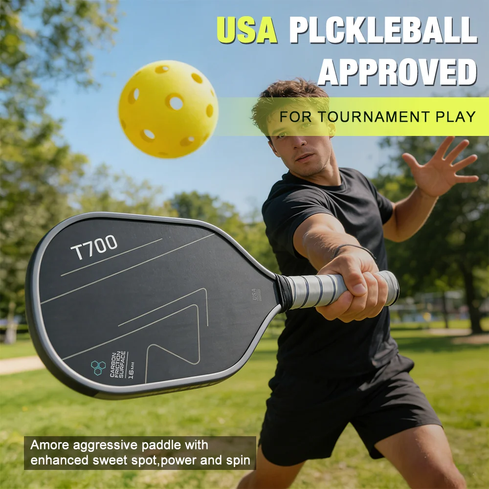 USAPA Approved T700 Raw Carbon Fiber Pickleball Paddle Spin Textured Surface