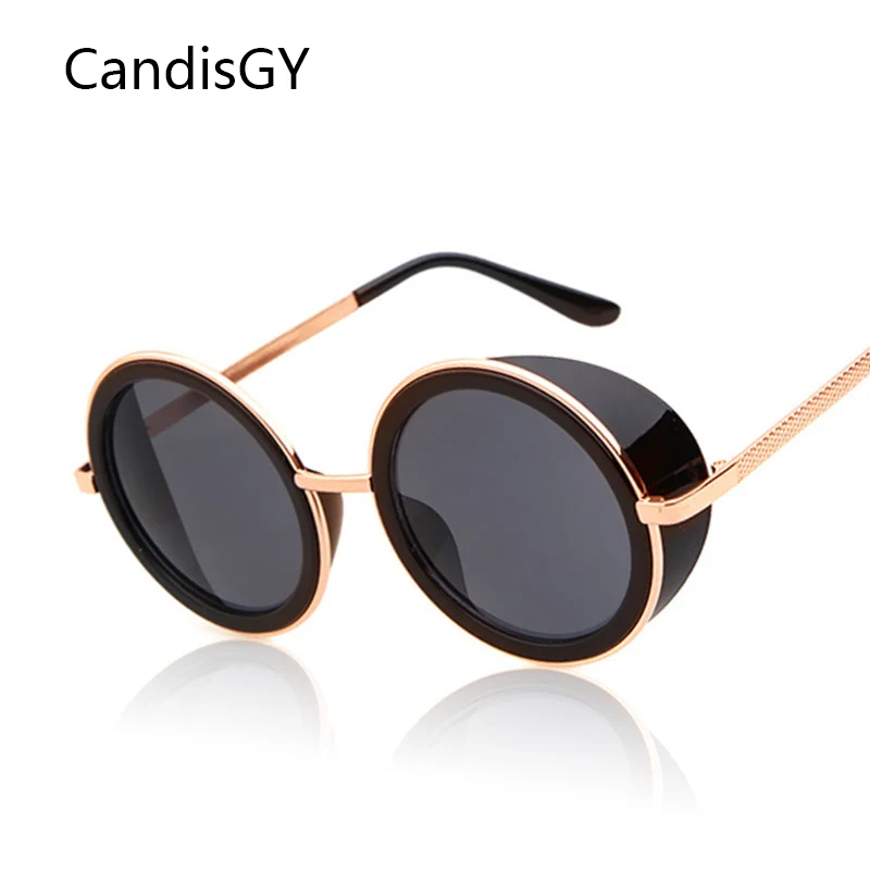 2023 Men Fashion Steam Pund Coating Sunglasses Male Brand Designer Vintage Round Sun Glasses Oculos De lol