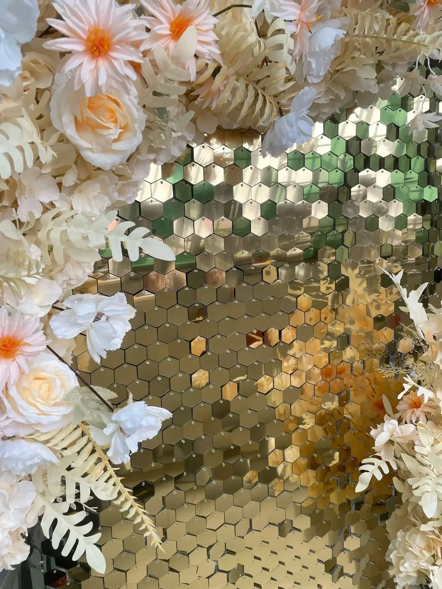12/16/18 Stück sechseckige Pailletten-Hintergrundplatten für Hochzeit, Geburtstag, Party, Hintergrund, Wanddekoration, schimmernder Hintergrund, Vorhang, 30 x 30 cm – Detail 11