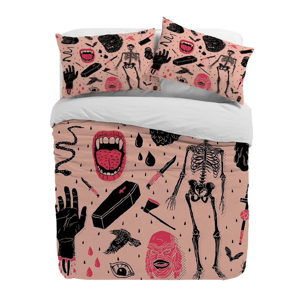 

Whole Lotta Horror Skull Bones Duvet Cover With Pillow Case Custom 3pcs Bedding Set Quilt Cover Double Bed Home Textile