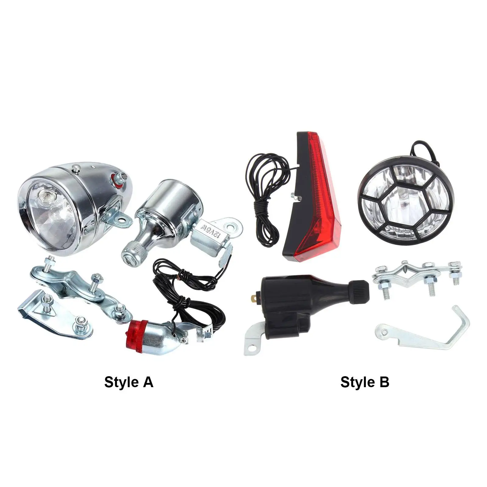 Dynamo Bicycle Light Set Simple Installation Waterproof Replacement Universal Safe with Included Wiring Headlight Tail Light Set