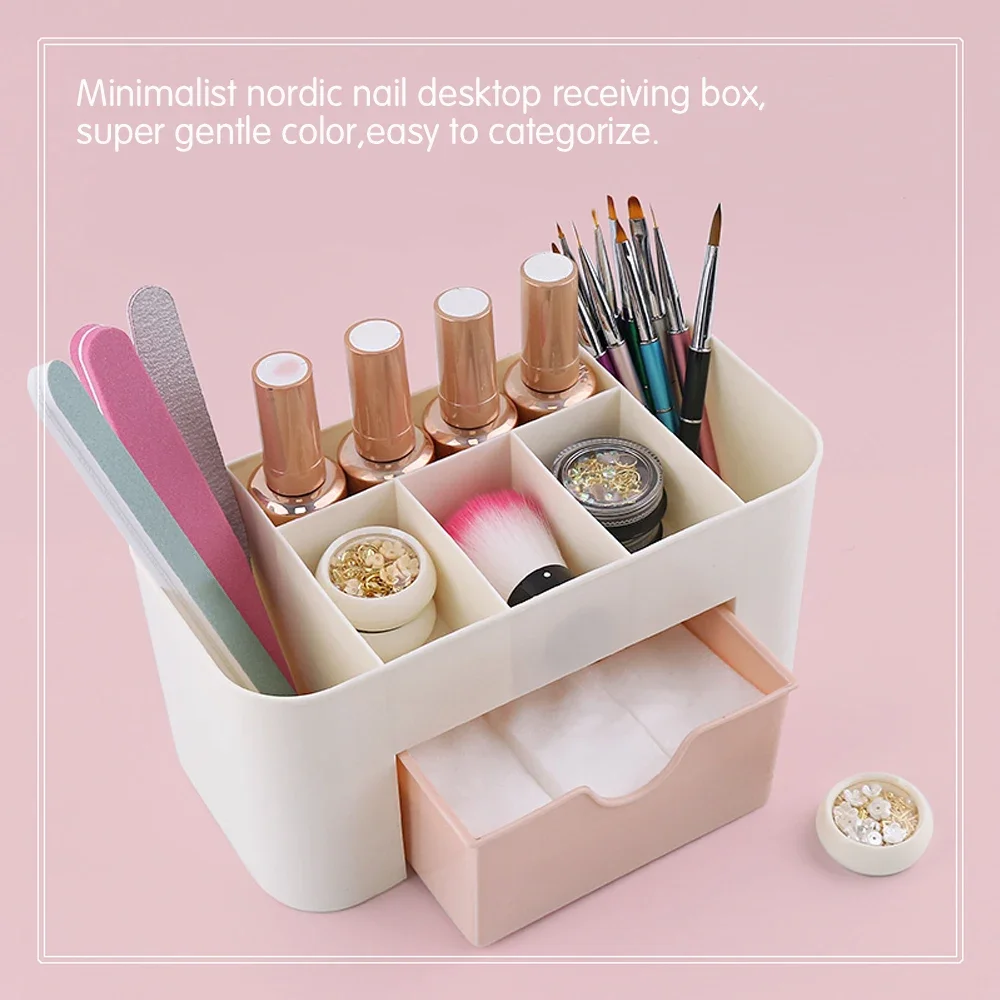 Nail Art Plastic Organizer Container Gel Polish Remover Cleaning Cotton Pad Swab Box Storage Case Accessories Tool Clean Desktop