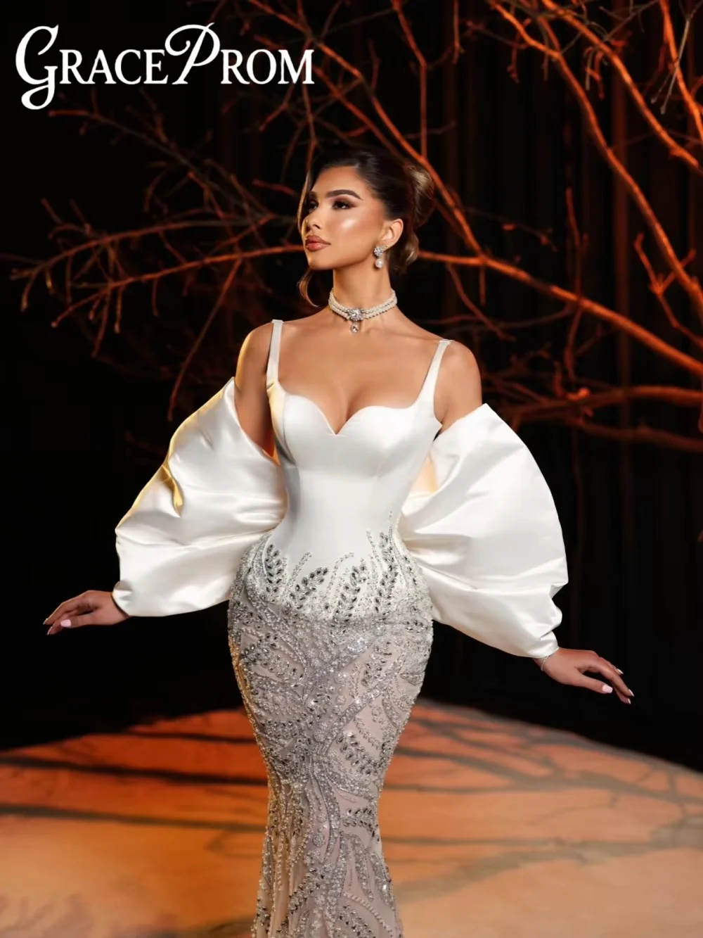 

New Captivating Crystal Evening Dress With Shawl Thin Straps Illusion Mermaid Wedding Party Gown Customized Luxury Prom Dresses