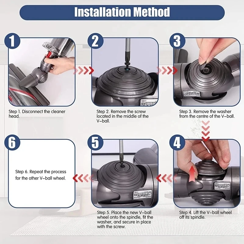 Kit de rueda de bola para aspiradora Dyson V6, V7, V8, V10, V11, V12, V15, serie DC, 20W, 100W, piezas de repuesto de cabezal de limpiador de accionamiento directo