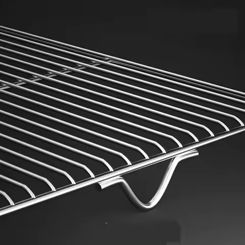 Food Grade 304 Stainless 40-100CM BIG Rectangle BBQ Grate Barbecue Grill Wire Grid Mesh Net with 2CM Feet for Water Oil Draining