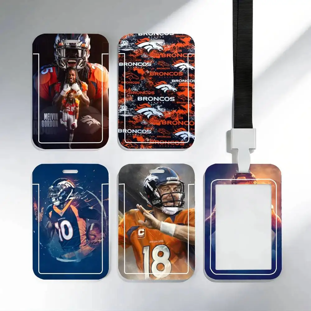 Porta Tarjetas de Identificación D-Denver B-Broncos con Correa para el Cuello, Colgante, Porta Credenciales, Lanyard, Llavero, Credencial de Trabajo