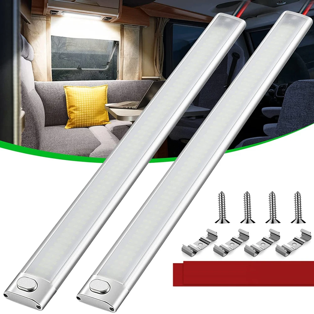 2Pcs 12-80V LED Strip Lights Bar Touring Car Boat Fishing Camping 168LEDs 1700LM 6000K Styling Lamp Interior Lamp Auto Parts