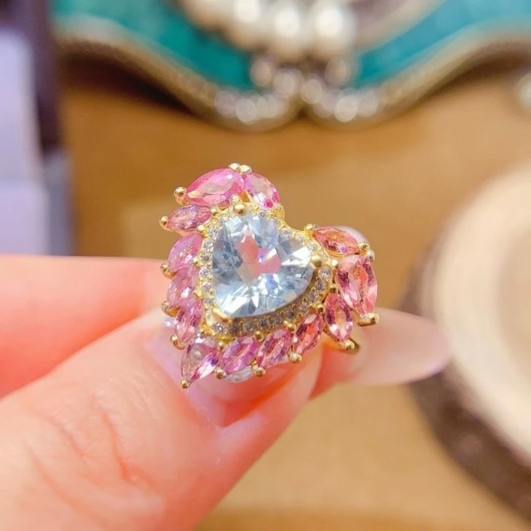 

KJJEAXCMY High End Women's Ring Natural Sapphire S925 Silver with Electroplating Boasting High Clarity Full Brilliance Gift