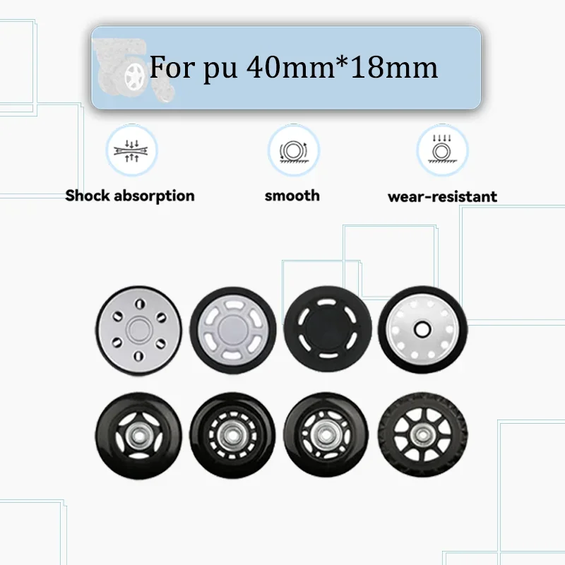 

For PU Material / 40mm x 18mm Single-Wheel Luggage Replacement Parts Universal Luggage Silent Rolling Swivel Casters