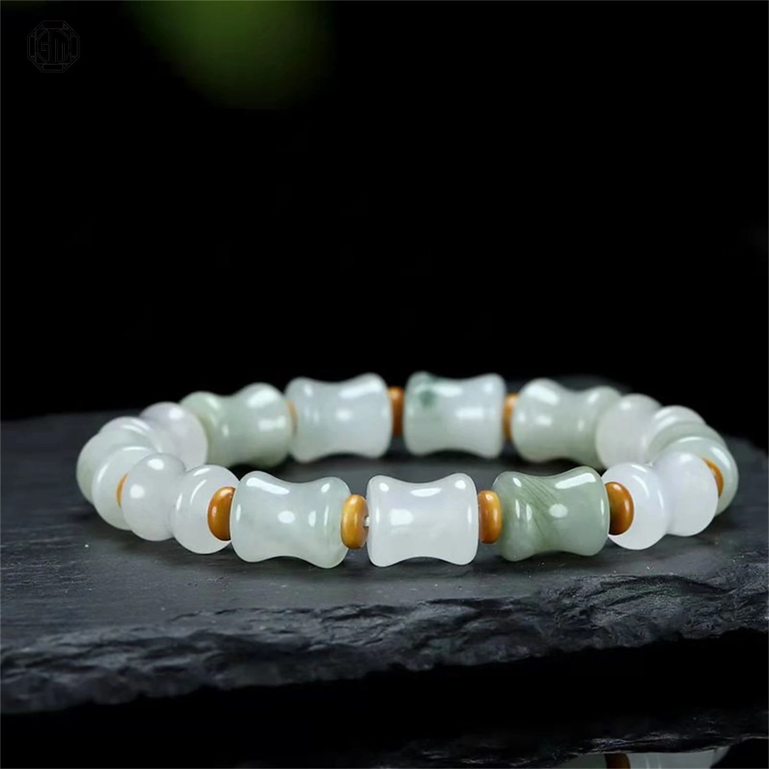 Natural Golden Silk Tianshan Jade Bamboo Joint Bead Bracelet for Women Green Stone Wrist Jewelry Adjustable Hand Chain
