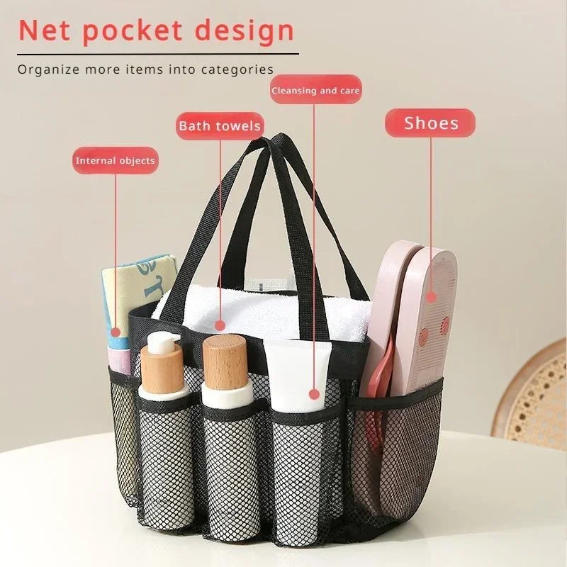 Beach Bags Mesh Quick Dry Shower Tote Shower Stand Cosmetic Bag Transparent Bag Portable Swimming Gym Tote Bag