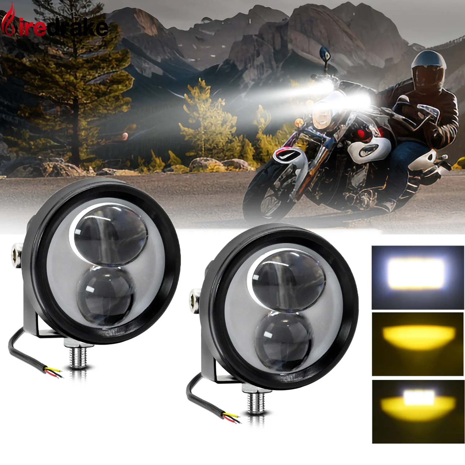 

Motorcycle LED Mini Spotlights LED Universal Motorcycle Lens Headlight 10000LM 6000K Laser Spotlight Auxiliary Headlamp