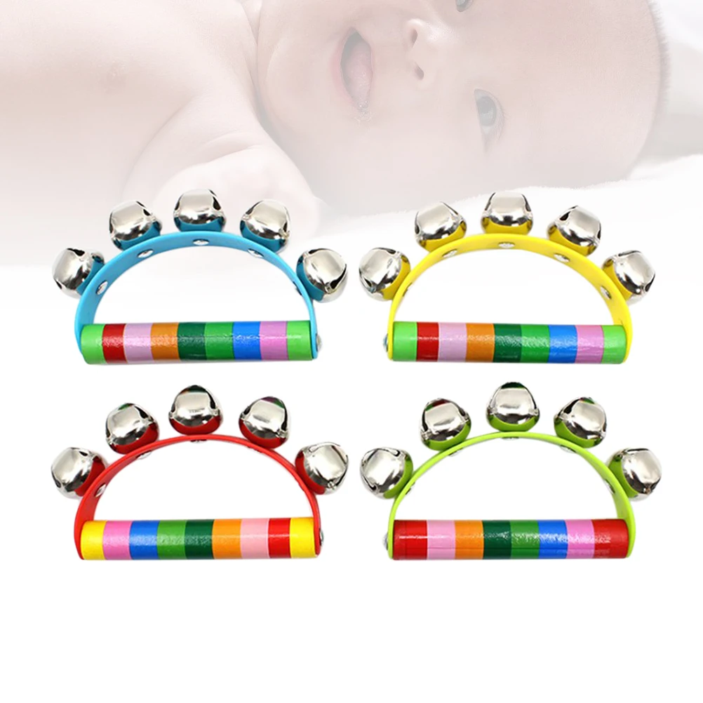 4 Pcs Toys for Kids Hand Bell Jingle Bells Educational Stainless Steel Music Instrument Baby