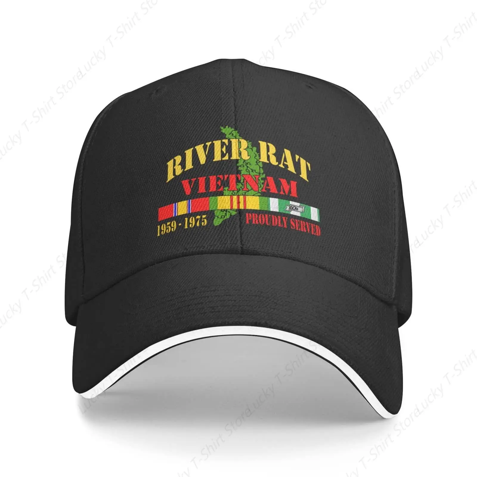 River Rat Vietnam Veteran Unisex Baseball Cap Adjustable Snapback Hats Dad Hat Trucker Hat Sandwich Cap Black