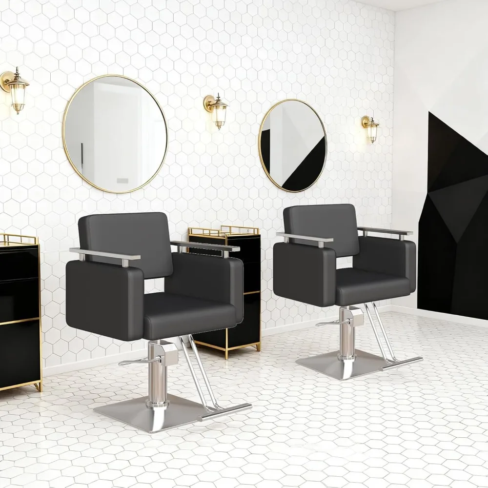 

Barber Chair, 440 Lbs Capacity Heavy Duty Salon Chair with Hydraulic Pump, 360° Swivel Height Adjustable Spa Beauty Chair