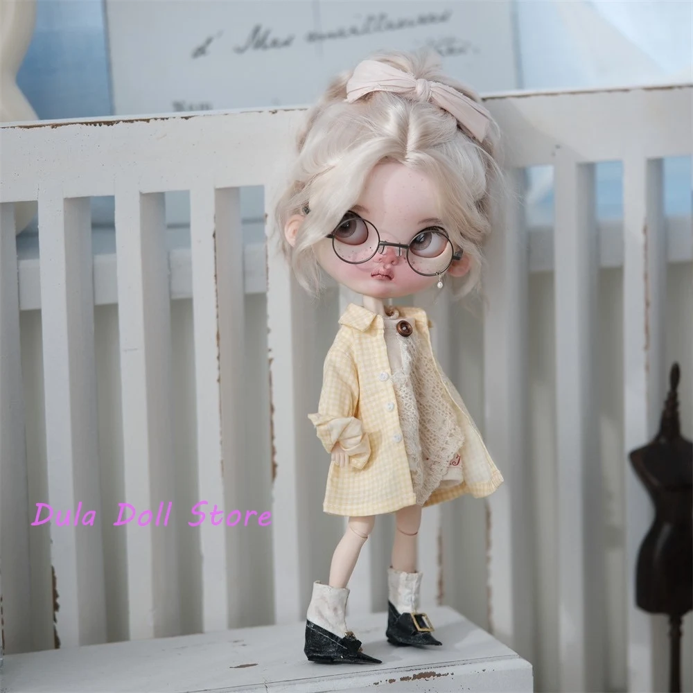 Dula Puppenkleidungskleid Neues, fünffarbig kariertes, lockeres Hemd für Blythe ob24 ob22 Licca JerryB 1/6 Bjd Doll