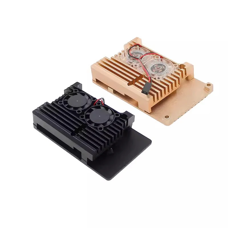 For Raspberry Pi 4 3 Model B 3B Plus Aluminum Case with Dual Cooling Fan Metal Shell Enclosure for RPI Raspberry Pi 4 3 Model