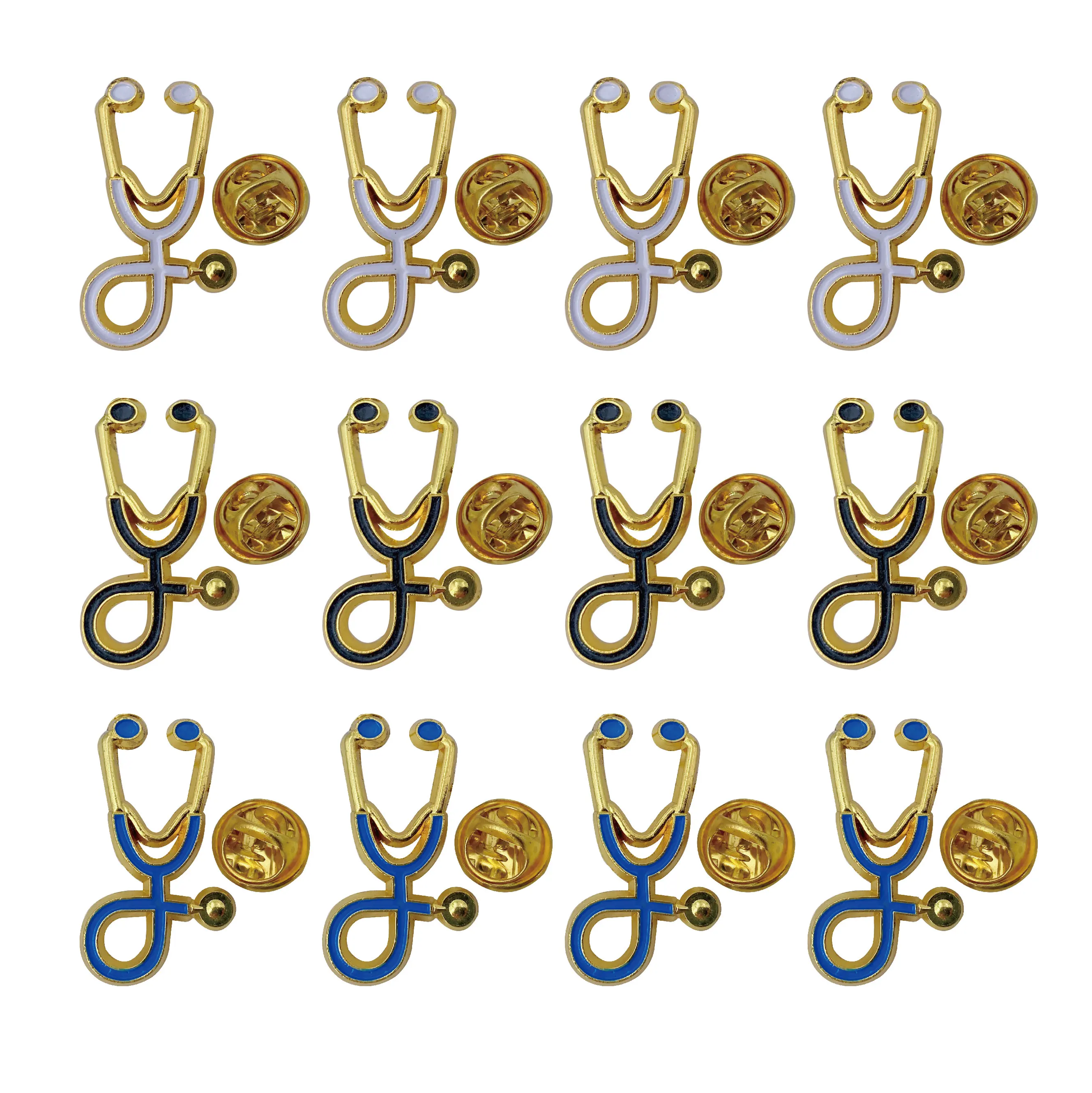 12/48pcs Stethoscope Brooch Pins Nurse Week Gifts,Brooch for Medical Doctor Nurse Graduation Presents, Multicolor Mixed Pack