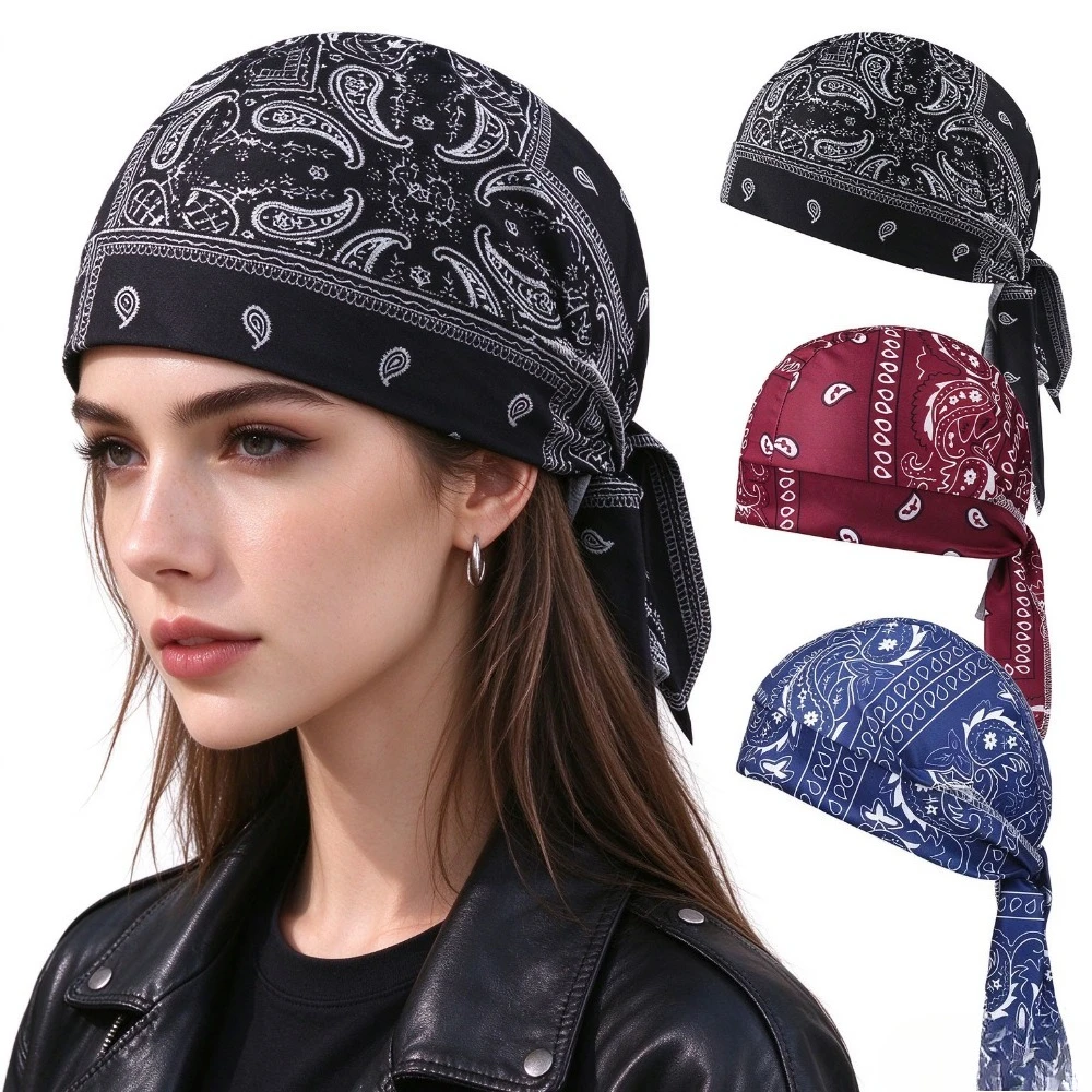 Digital Print Cashew Pattern Pirate Bandana Hat Multi-color Outdoor Cycling Hip-hop Hat for Street Dance