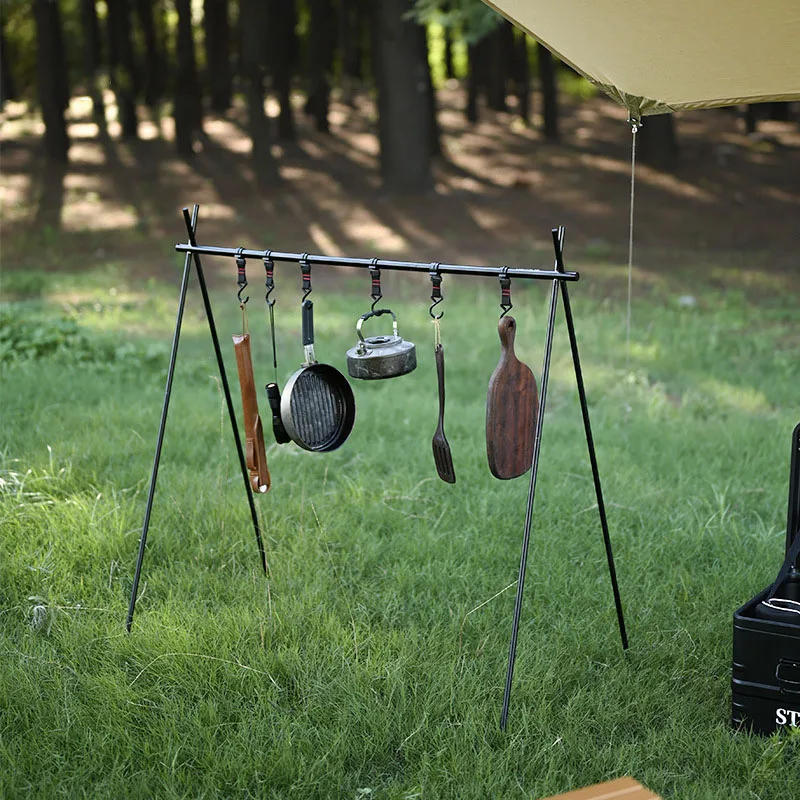 

Shine Trip Outdoor2026 Camping Portable Triangle Foldable Hook Storage Rack Camping Barbecue Tool Storage Rack