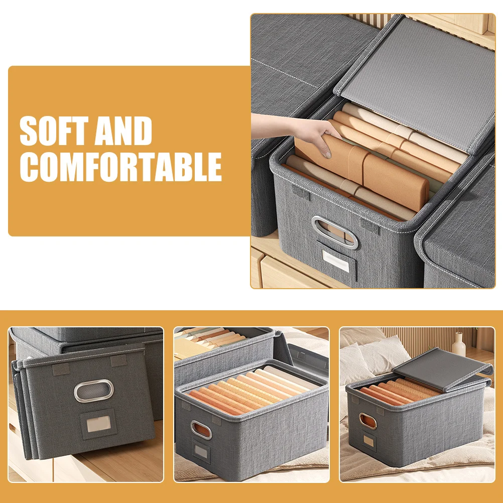 

Gray Foldable Fabric Storage Box Large Capacity Clothes Organizer Storage Container for Closet and Bedroom Closet Organizer