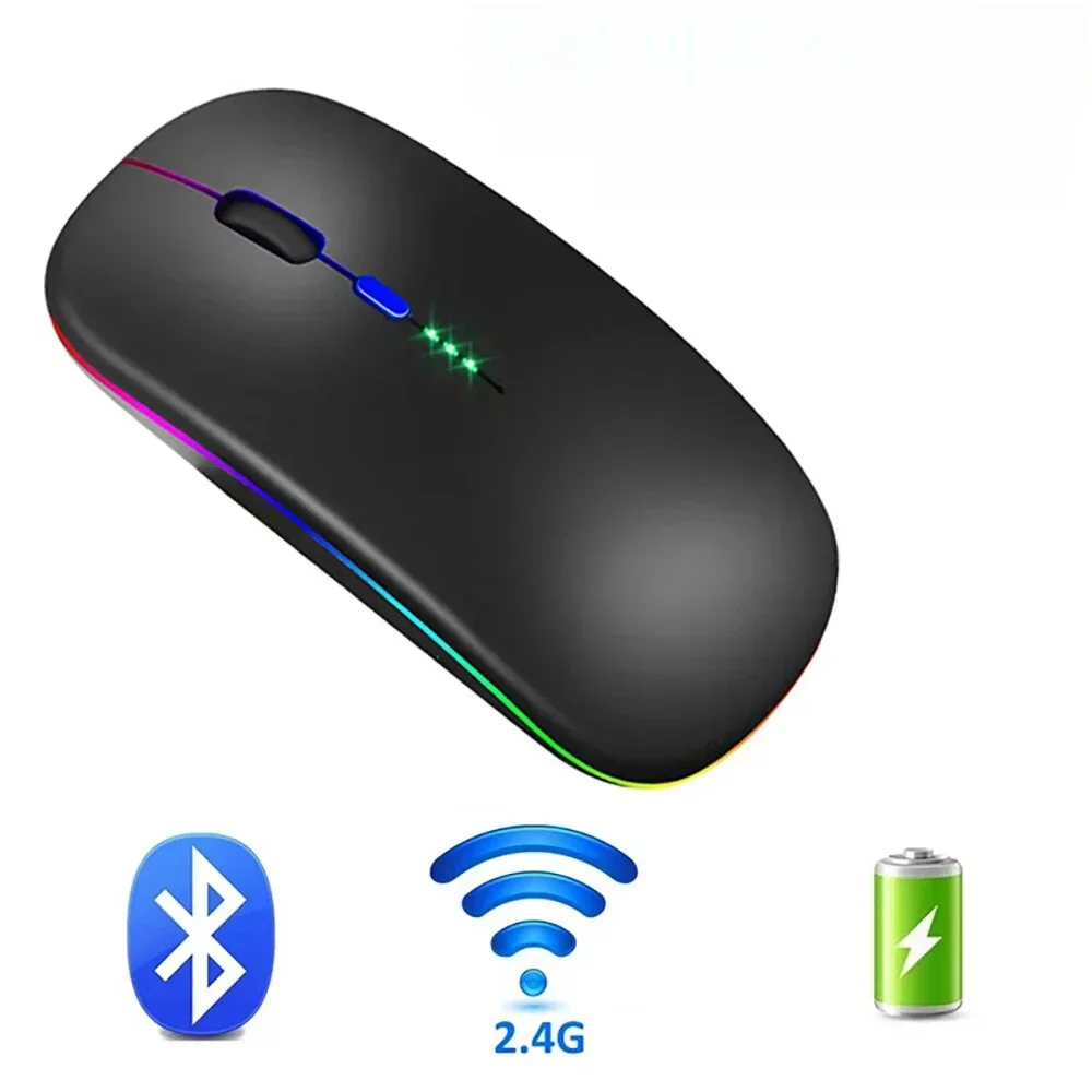 2.4G Wireless Mouse Bluetooth RGB Rechargeable Mouse Silent Ergonomic Mice LED Backlit Power Display Gaming Mouse For Laptop PC