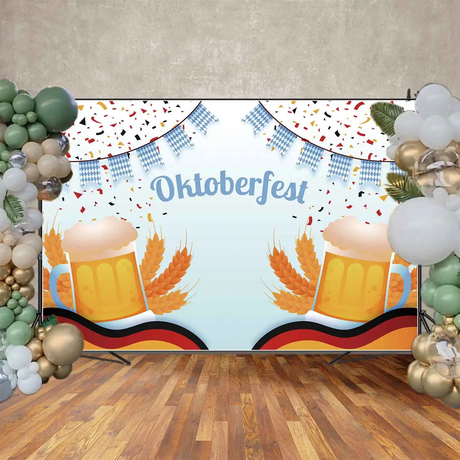 Декорации MOON.QG, баннер на Октоберфест, фестиваль пива, фотография, фотография, знак, Пшеничное стекло, синие ленты, настенные украшения, реквизит