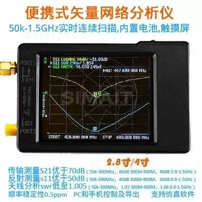 Nano VNA-H Vector Network Analyzer | 10kHz-1.5GHz HF/VHF/UHF Antenna Analyzer | S-Parameters/SWR/Phase/Smith Chart for Ham Radio