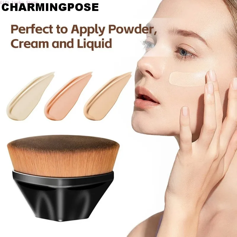 فرشاة كريم الأساس - فرشاة مكياج كريم كابوكي ذات سطح مسطح لكريم الأساس السائل والكريمي |   مسحوق معدني احترافي Br