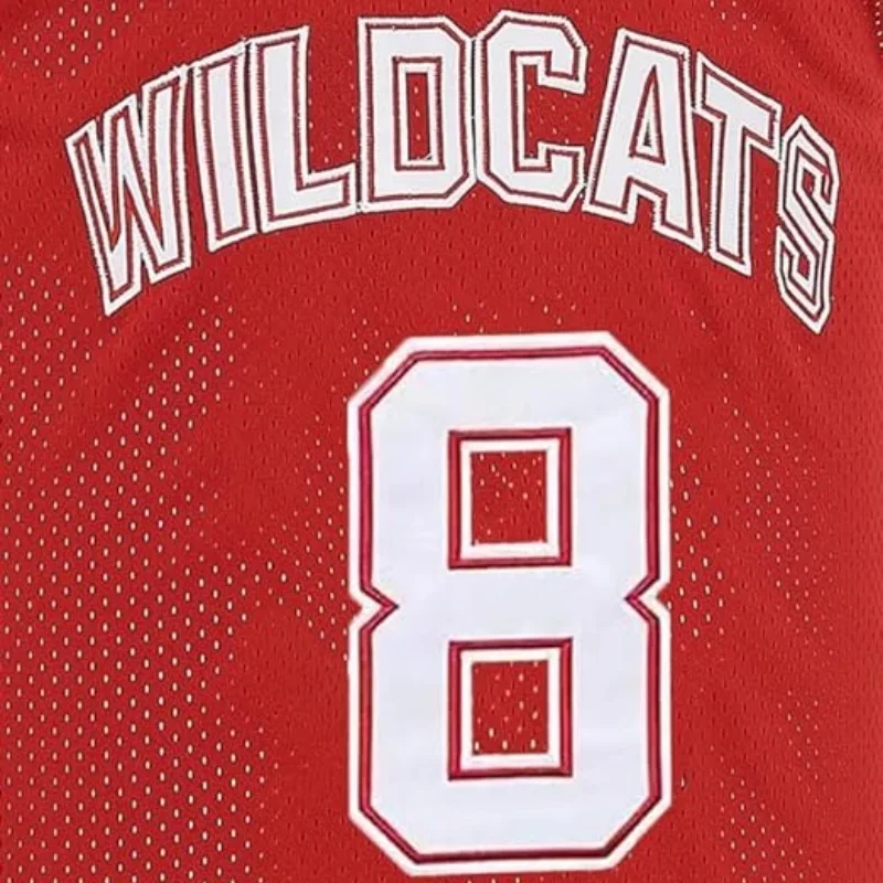 WILDCATS East High School #8 Chad Danforth Basketball Jersey Mens Quick Drying Shirt Breathable Sewing Shirts Red