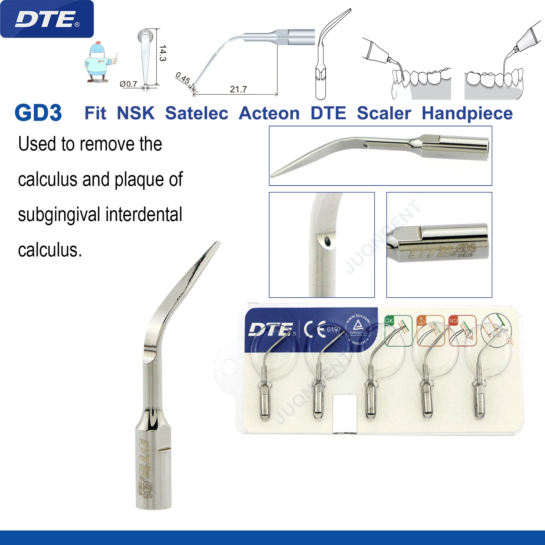 Originele Specht DTE Tandheelkundige Scaler Tips Ultrasone Scaling Tip G1-G8 GD1-GD8 Voor tanden reinigen Fit EMS NSK Satelec Acteon