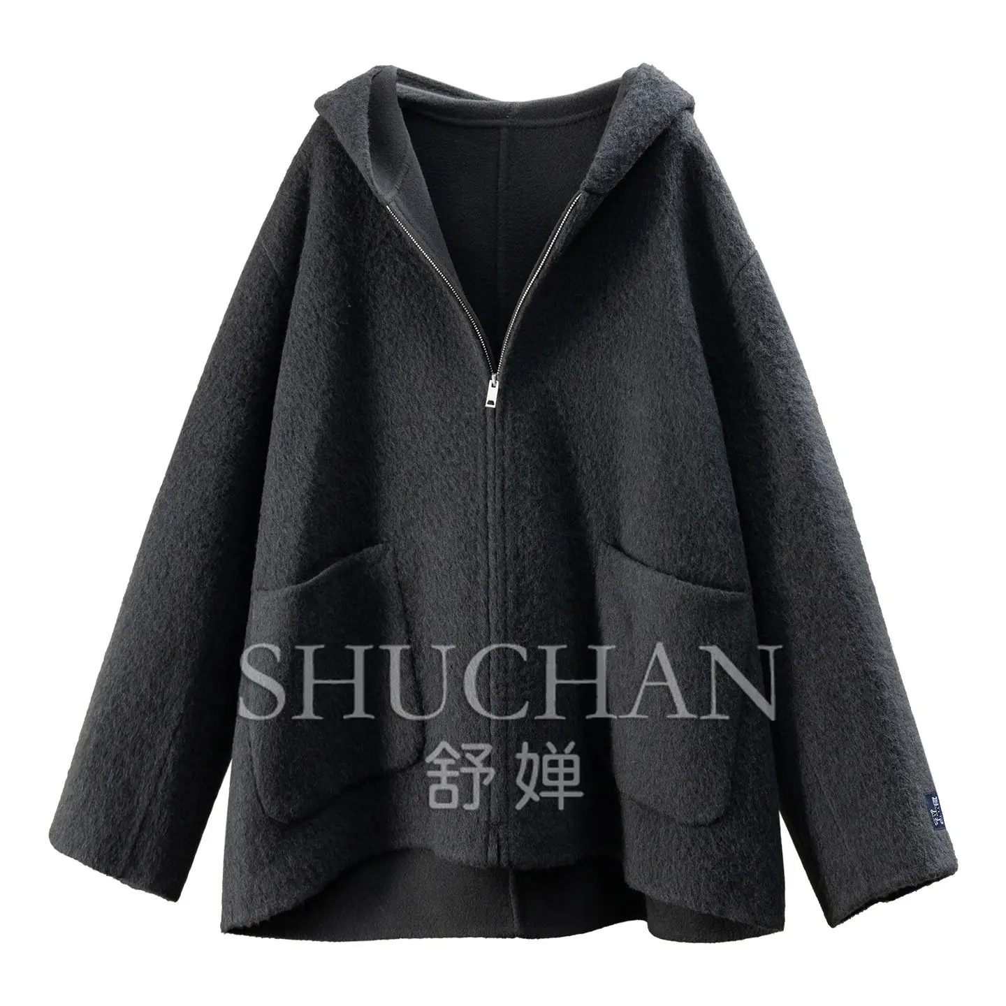 Korean Coat Wool Alpaca Hair Hooded Handmade Double-sided Tweed Coat for Women 24X0 Casacos De Inverno Feminino