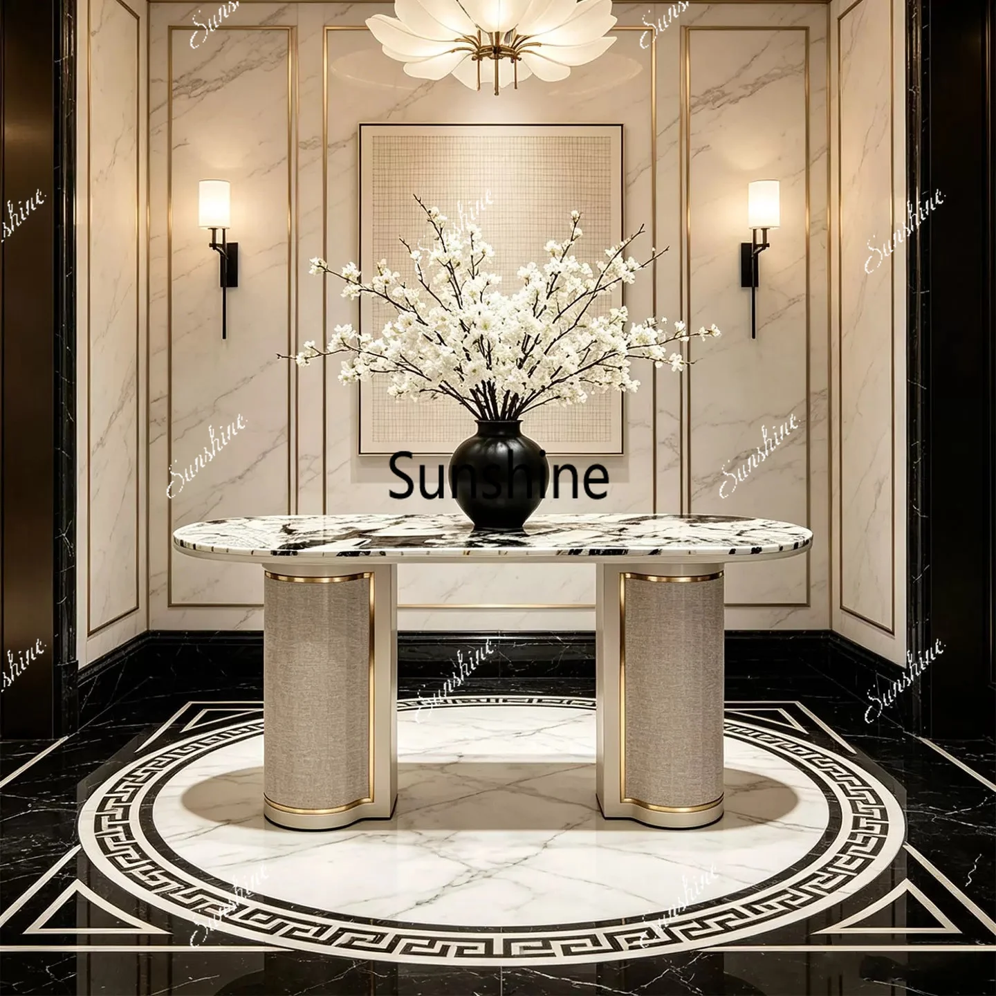 Living room entrance entrance table modern simple marble surface decoration high-end view table